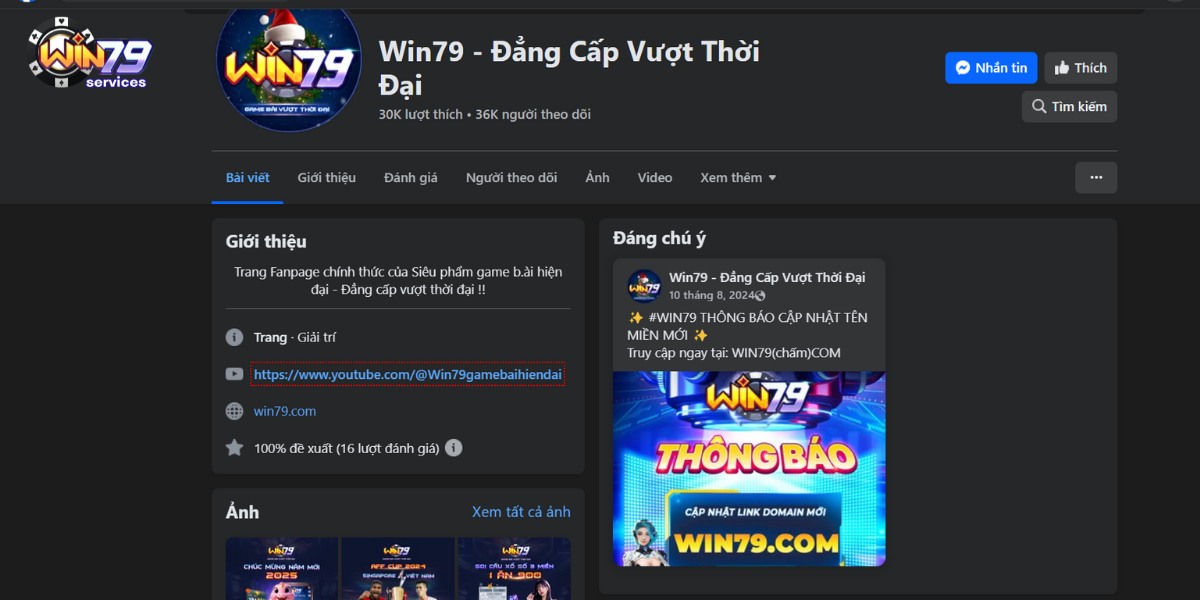 Kênh Facebook của Win79 để theo dõi Livestream
