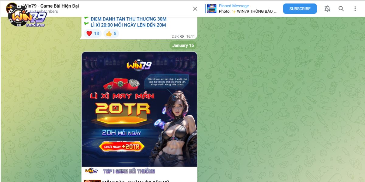 Kênh Telegram của Win79
