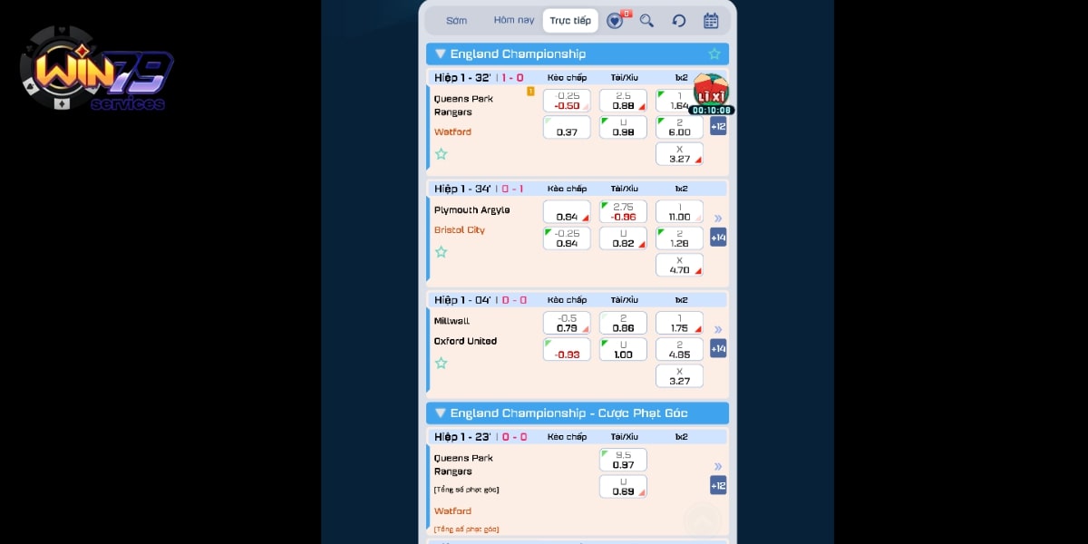 Đa dạng lựa chọn trận đấu Thể Thao Win79